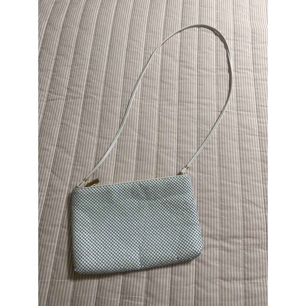 Whiting and Davis International White Mesh Crossbody Bag Vintage Evening Clutch